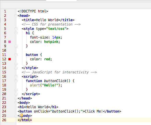 Figure 2: HTML file in WebStorm text editor