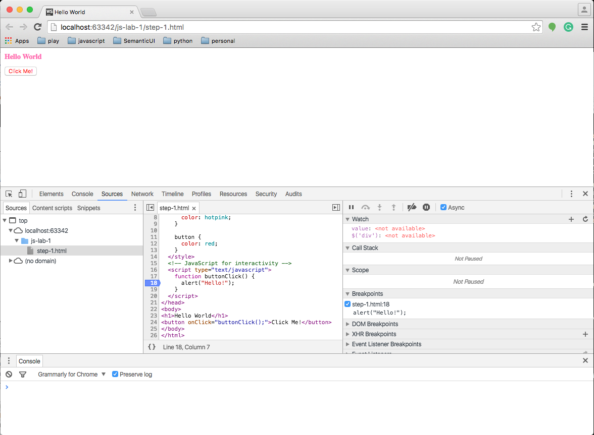 Figure 7: Chrome Developer Tools Window