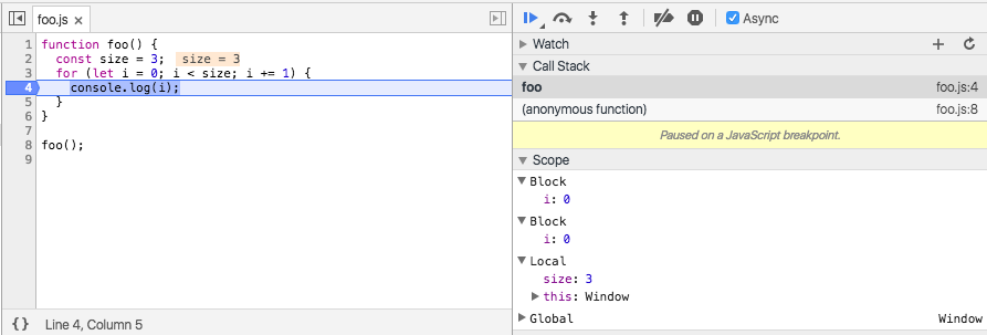 Figure 6: Program halts at breakpoint