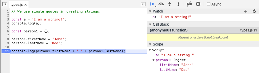 Figure 6: Monitoring JavaScript object