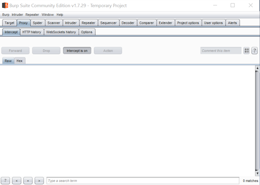 Burp proxy tab