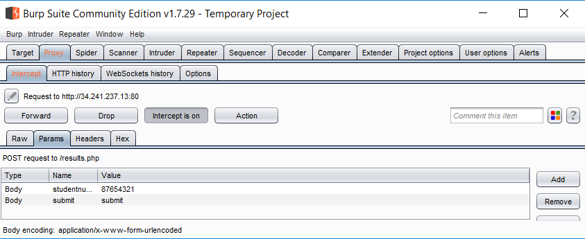 Intercepting the form data